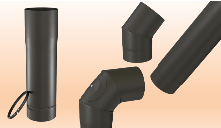 Tuyau émail noir mat 1mm rétreint (+déco)