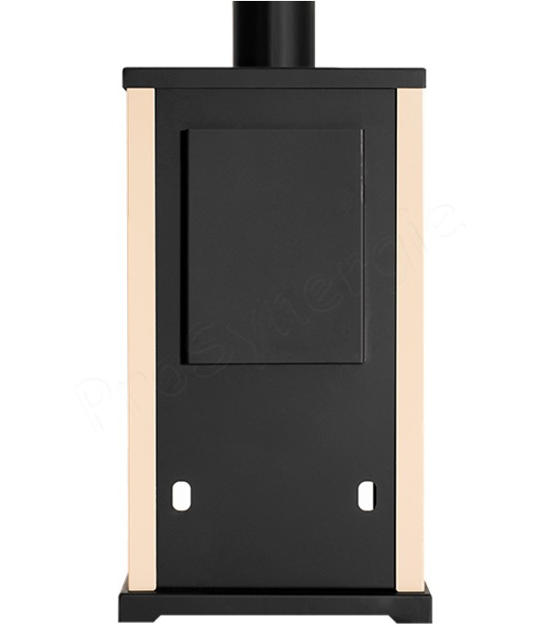 Eko Mini - Poêle à bois ecodesign, classe A+, 9 kW, rendement > 82%, KxPxH = 440x470x780, jaquette Ivoire