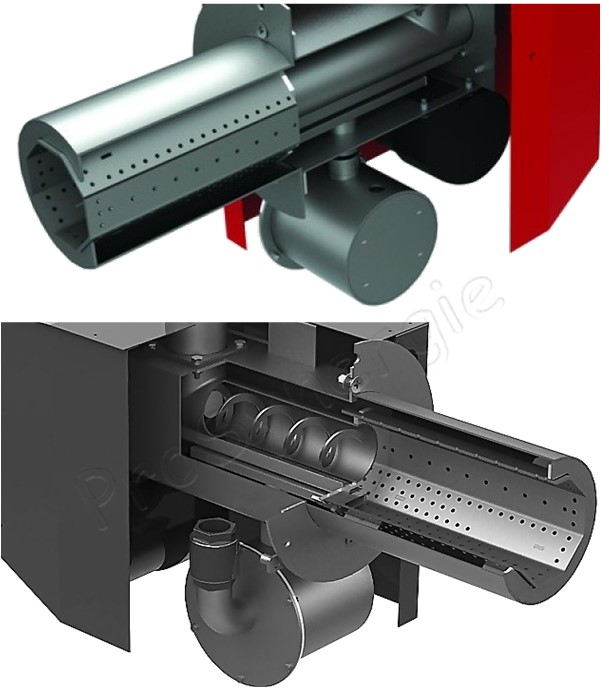 Brûleur à granulés Pell Confort V2 (avec vis interne et compresseur nettoyage) de 15 à 70 KW régulateur électronique intégré (analyse T° + commande combustion, alimentation vis externe et sécurité) avec vis sans fin d´alimentation 1.5 mètres