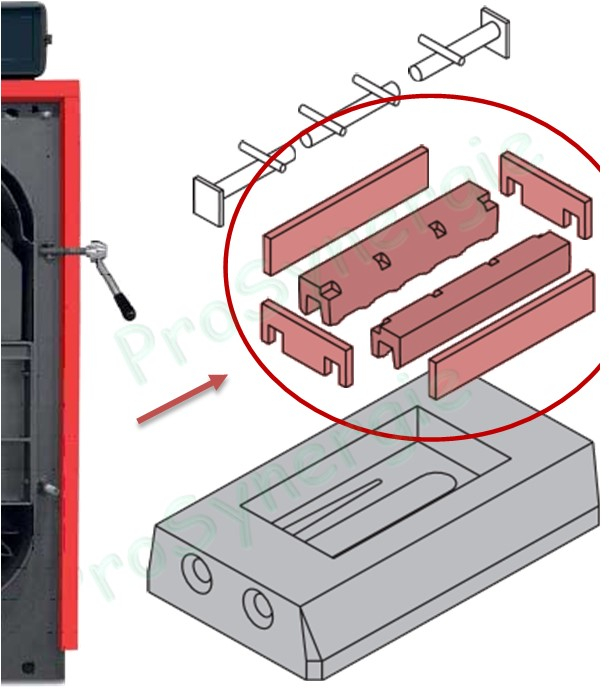Ensemble de 2 barreaux  U  en fonte porte grilles avec joints céramiques pour TS2/Airex/G3