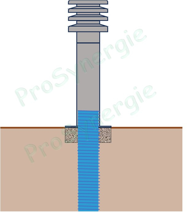 Borne de prise d'air Élégance H=1200mm Inox 304 ou Galva laqué noir avec filtre à poche G4 pour échangeurs Puits Canadien ou Provençal raccordement Ø 200 à 465 mm