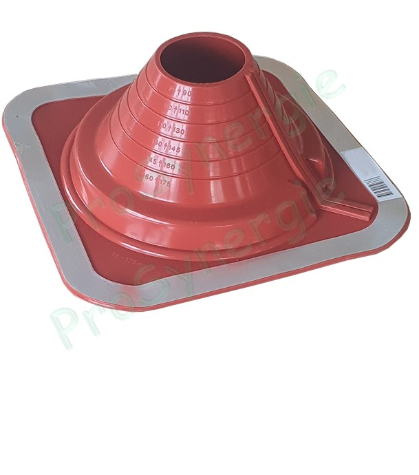 Etanchéité souple SolFlexe Silicone rouge (200 °C maxi) n°4 Ø 75 à 175 mm - Ouverture latérale possible et embase carrée