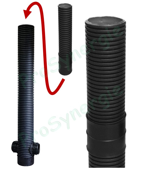 Réhausse manchonnée - hauteur 1 mètre pour regard Ø=300mm piquages soudés ou à joints de Puits Canadien ou Provençal