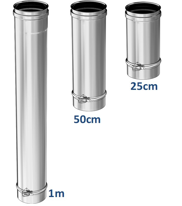 Tuyau longueur 1 mètre (940 mm utile) Rigidten Inox 316 (4/10ème) avec bride - Ø 139 mm