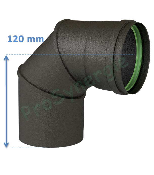 Coude 90° Email Noir Mat - Ø 100 mm - Joint Viton vert - Poêle à Pellets
