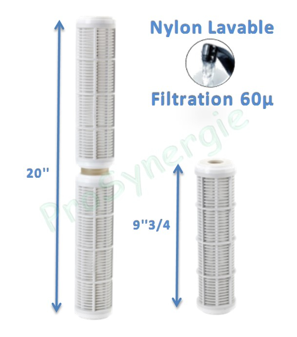 Cartouche polypropilène Lavable 60 microns -  Anti-sédiments