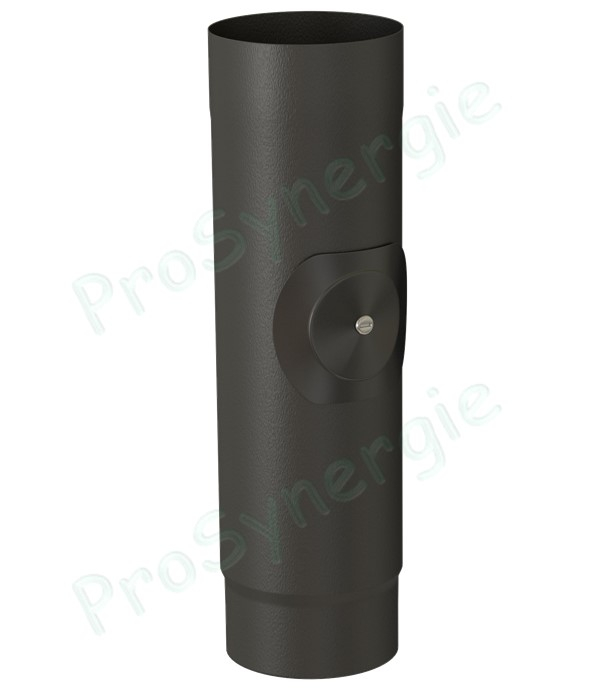 Tuyau de poêle (mâle rétreint) avec porte visite acier 1mm émaillé noir mat Ø 125mm longueur 50cm (44cm utile)