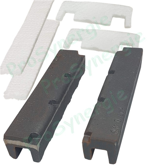 Ensemble de 2 barreaux  U  en fonte porte grilles avec joints céramiques pour TS1/Airex 25/G3 25