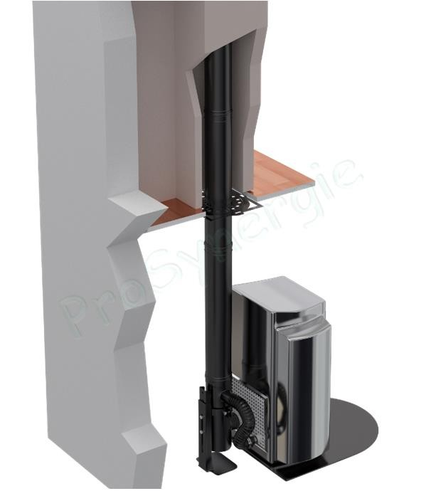 Tuyau concentrique BIOTEN poêle granulé (pellet) Øint./ext. 100/150 mm Inox 316 / Galva peint noir (RAL 9005) longueur 250mmm (20cm utile)
