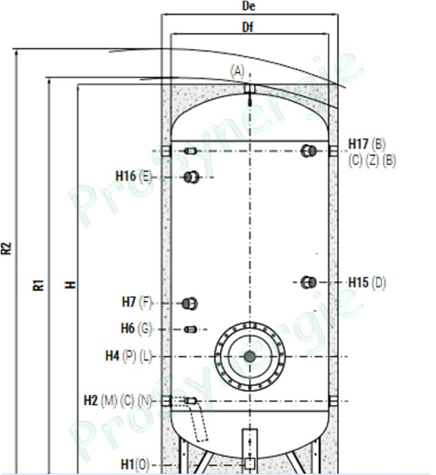 Ballon stockage ECS 300 à 4000 litres (trou d'homme, jaquette amovible) Inox 316L ou acier avec revêtement ACS Polywarm (Isolé M1 ép. 100mm)