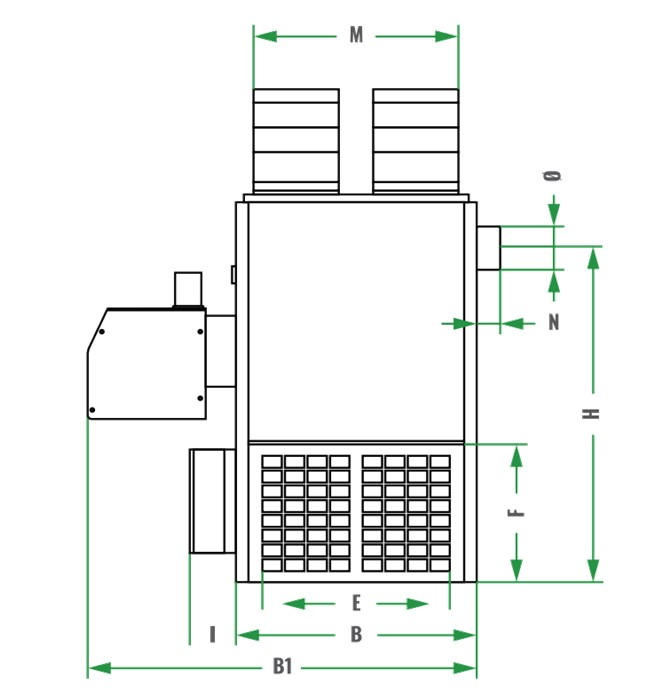 Générateur d´air chaud 50 à 300 kW - soufflage direct ou canalisé d´air chaud pour ensembles tertiaires ou industriels - 3900 à 31 000 m3/h