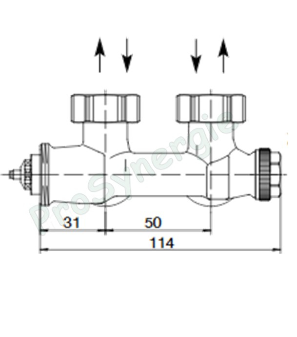 Robinet thermostatisable équerre (bitube) multiblock T Ø M 1/2´´ - eurocône M 3/4´´