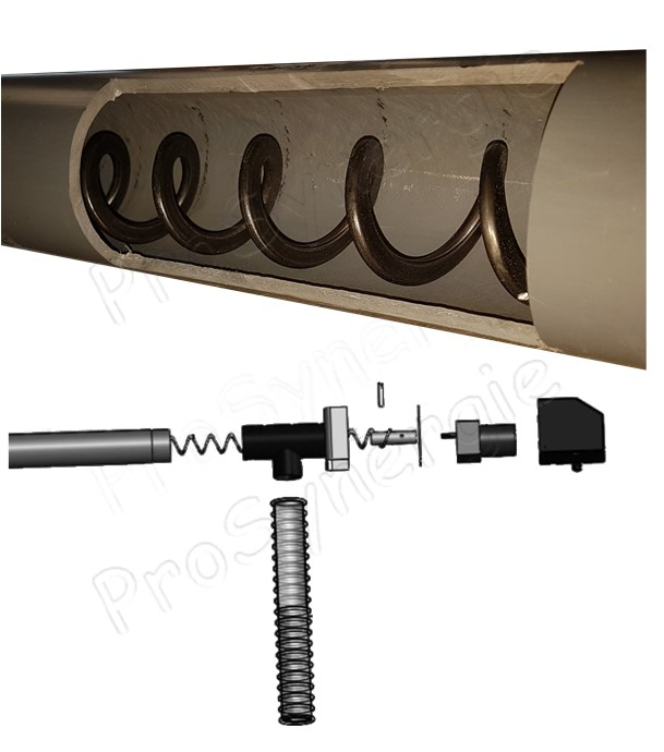 Vis sans fin motorisé Ø75mm longueur de 2 mètres tube de livraison flexible Ø60mm pour transfert ou alimentation de Brûleur à granulés (environ 20kg/h)