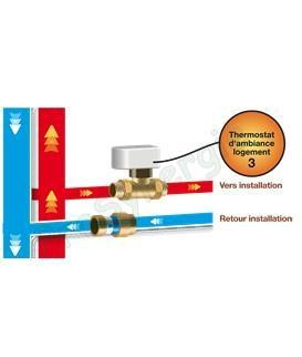 Vanne de zone à sphère 2 voies (moteur 3P 230V) + raccords 1/2´´
