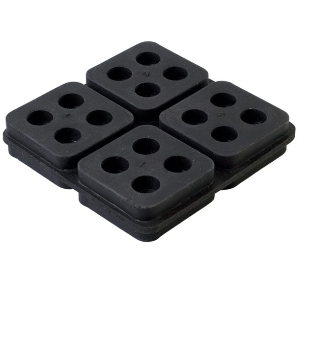 Plaque de 4 semelles anti-vibratiles en élastomère