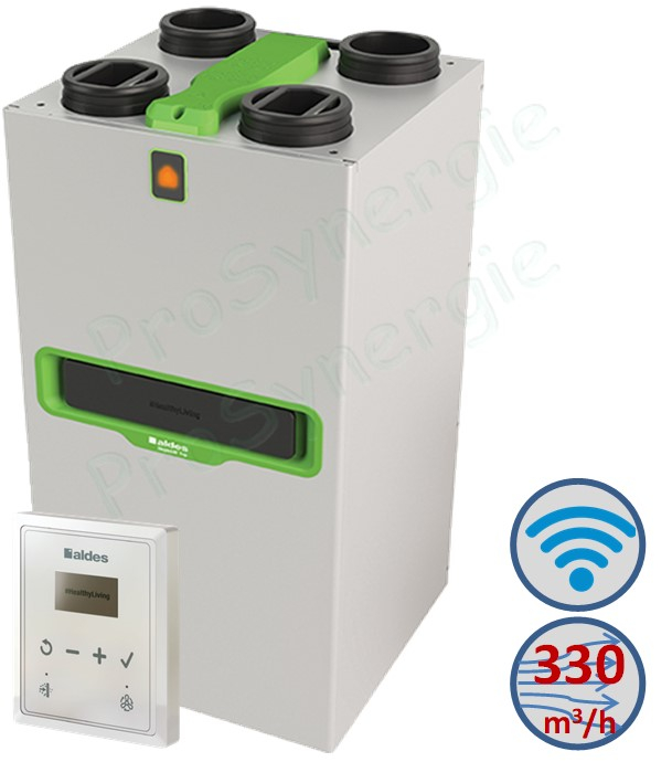 Kit Ventilation Double flux Aldes InspirAIR® Top 300 Classic ou Prémium + Télécommande + ensemble 3+5 bouches + 2 répartiteurs + Flexigaine 2x 50m Ø75mm