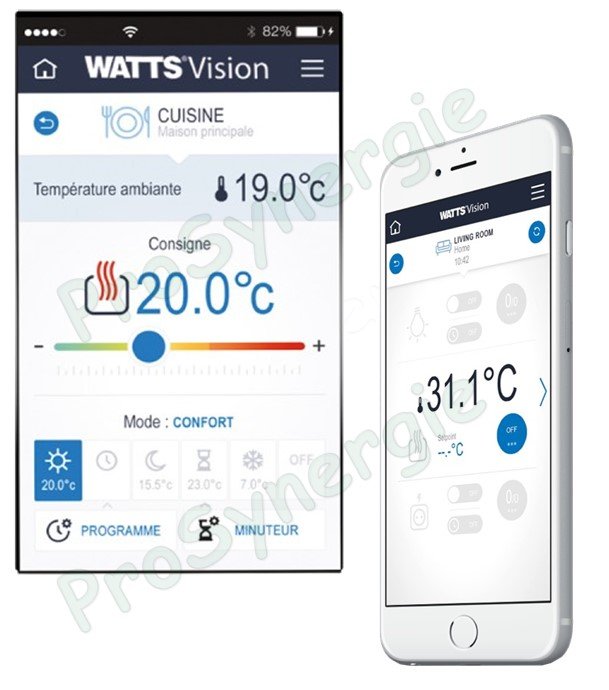Centrale connecté Wifi pilotage radio (sans fil) Watts Vision avec écran tactile couleur 4,3'' +carte SD - gestion multizone (50x thermostat / tête / récepteur / prise / lumière...)