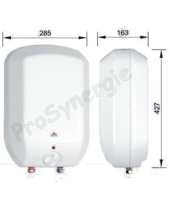 LUNA - Chauffe-eau Elec 5 L sur évier 230 Volts 2 Kw - HxLxP = 286 x163 x 427 mm