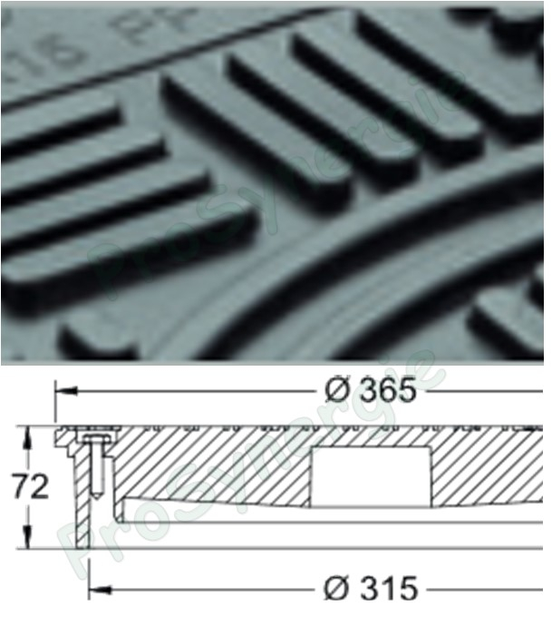 Couvercle en plastique PP pour regard étanche Ø 315 mm - Haute résistance Classes de charge A 15 (PP EN-124) 7,5 T (75 kN)