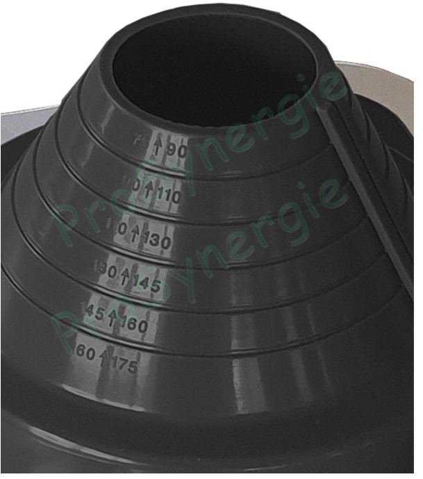 Etanchéité souple SolFlexe EPDM Noir (115 °C maxi) n°4 Ø 75 à 175 mm - Ouverture latérale possible et embase carrée