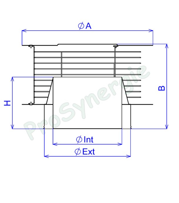 Chapeau Varinox (effet venturi) + grillage anti volatile Inox 316 pour tuyau Isolé Opsinox - Øint/ext 230/280 mm