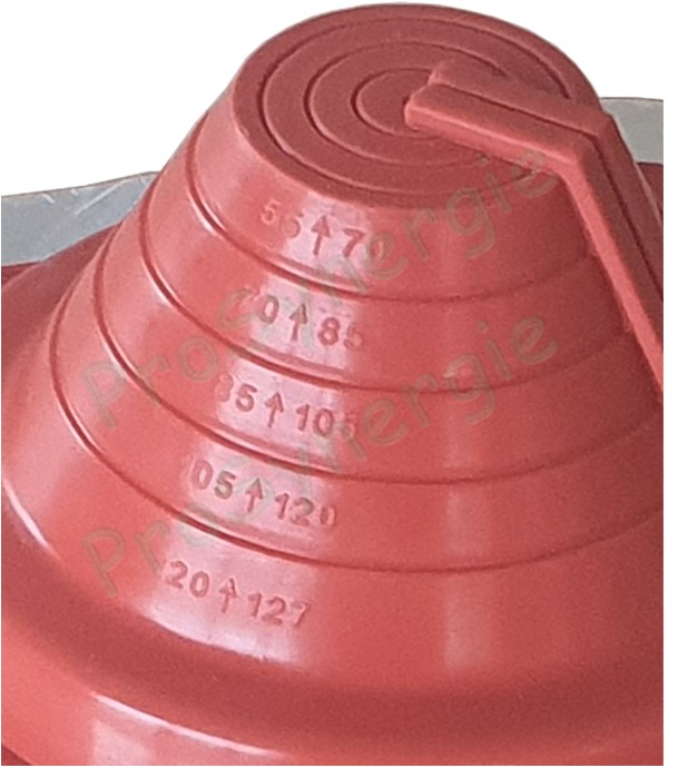 Etanchéité souple SolFlexe Silicone rouge (200 °C maxi) n°3 Ø 5 à 127 mm - Ouverture latérale possible et embase carrée