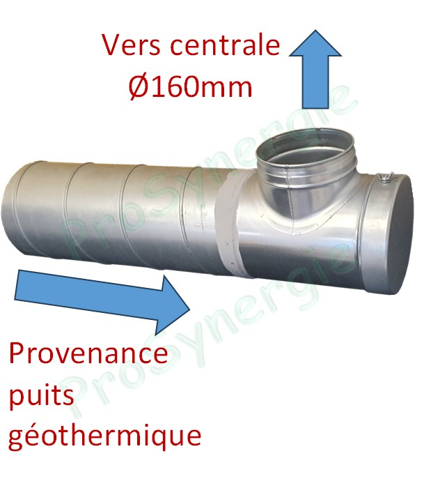 Adaptateur pour échangeur (Puits géothermique) Øext. 200mm avec trappe de visite - raccordement réseaux ventilation Ø 160mm