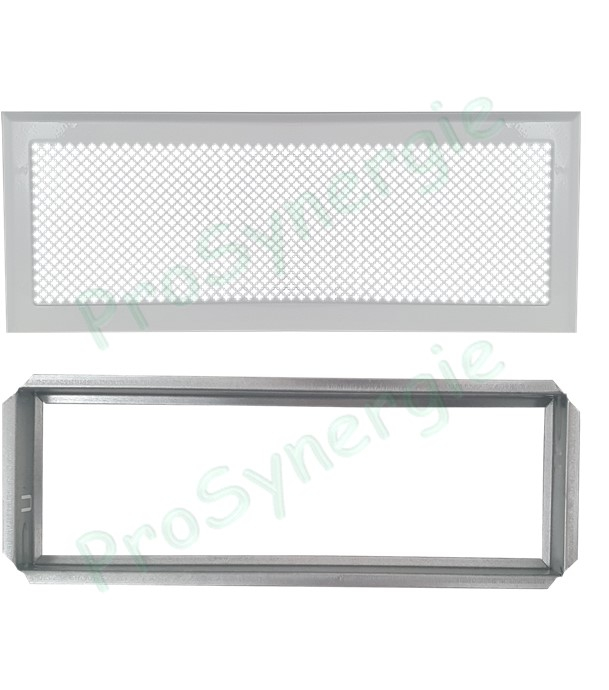 Grille Rectangulaire ´´Chambord´´ finition étoile - Blanche - 545x195mm - Diffusion d´air chaud avec pré-cadre