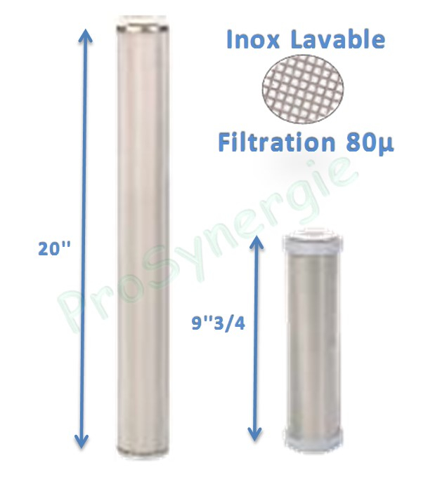 Cartouche Anti-sédiments. inox lavable 90 microns. H. 9´´3/4