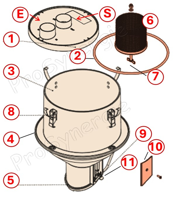 Dispenser - Doseur automatique à clapet (livraison gravitaire) transfert pneumatique de granulés dimensions ØxH = 281x381 mm 5,2 litres raccordement Ø 50 mm