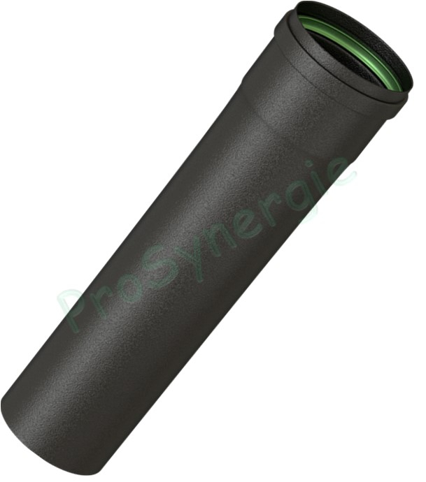 Tuyau de poêle av. joint viton acier 0,7mm émaillé noir mat Ø 80mm longueur 33cm (27cm utile)