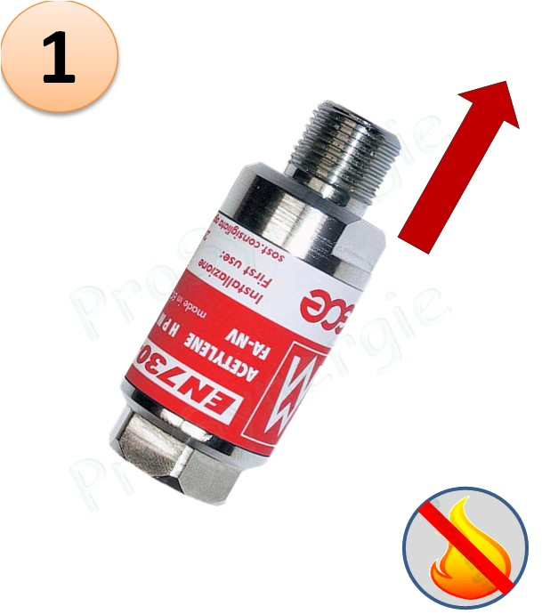 Raccord anti-retour pare flamme SafeGuard 2 - Montage Détendeur - Gaz combustible - Entrée 3/8´´ Femelle (gauche) - Sortie 3/8´´ Mâle (gauche)