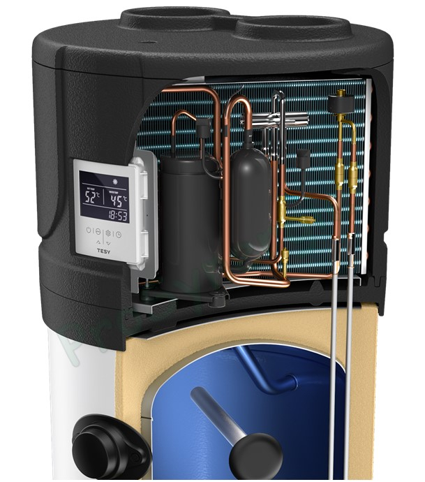 Ballon thermodynamique Aqua Thermica 260 litres ØxH= 630x2055 mm isolation PU rigide 50mm classe A+ avec résistance élec. 1500 W