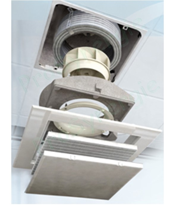Cassette plafond Coadis Line (option diffuseur Coanda 2/4 voies)93 2 tubes Moteur modulant haute efficacité Puissance max. 8,18Kw chaud et 5,64Kw froid + Résistance d´appoint élec.  3000W
