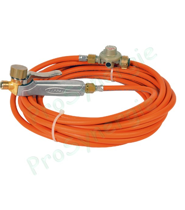Set composé d´un manche chalumeau 640 + 10 m de tuyau + détendeur 2 bar 684