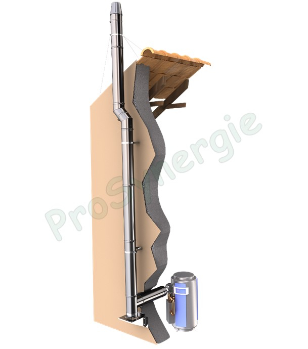 Tuyau Longueur 0,25 mètre (200 mm utile) Isolé Duoten Int./Ext. = Inox 304 / Galva - Øint/ext 150/200 mm