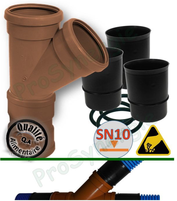 Kit de dérivation pour tuyau Annelé Ø200mm pour Puits Canadien ou Provençal - Polypropylène Qualité Alimentaire