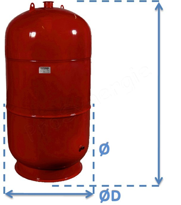 Vases d´expansion solaires sur socle série Solar-Plus Contenance 200 Litres Ø x haut = 600 x 832mm - Raccord ØM1´´