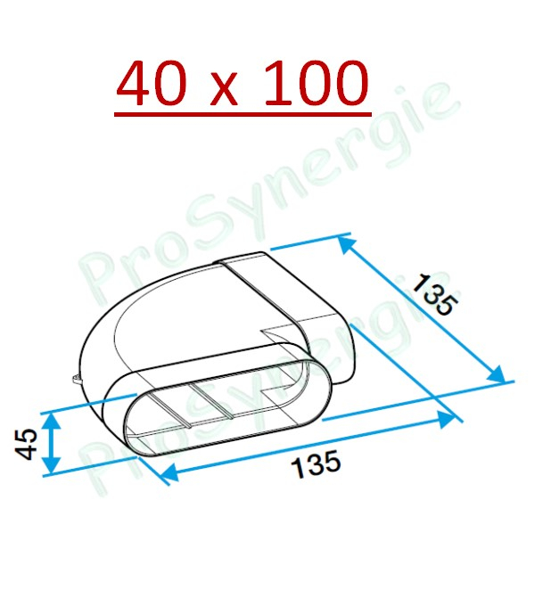 Coude 90° Horizontal Minigaine Aldes - Ventilation (VMC) - Section 40 x 100 ou 60 x 200 mm