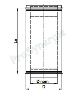 Tuyau Longueur 0,3 mètre (250 mm utile) Isolé Opsinox Int./Ext. = Inox 316 / 304 - Øint/ext 300/350mm
