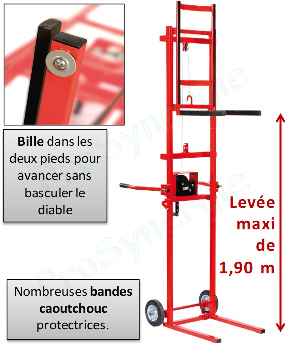 Lève Chauffe-eau 150 kg Virax avec rallonge intégrée - Diable élévateur pour ballon d´eau