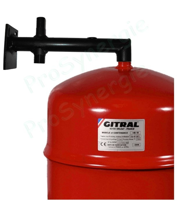 Support mural équipé (purgeur, soupape clapet...) pour vase d´expension chauffage jusqu´à 35 litres - Raccord MØ 3/4''