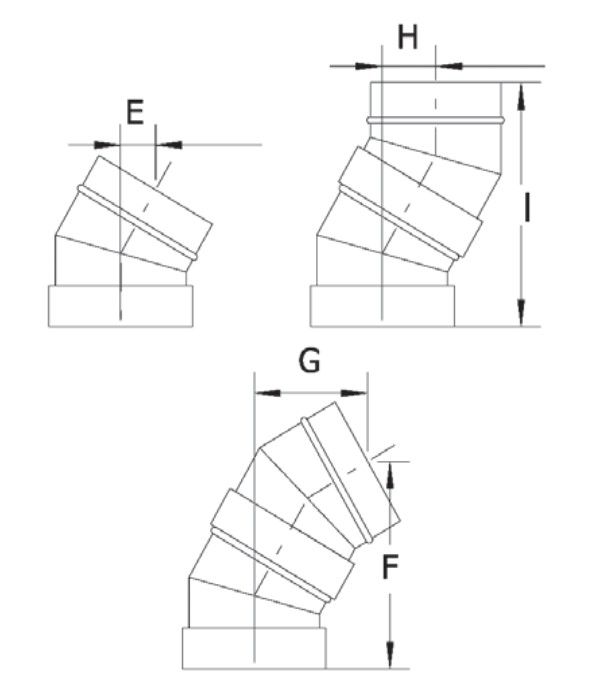 Coudes Fumisterie à 30° (2 secteurs) Rigidten Inox 316 (4/10ème) avec bride - Ø 200 mm