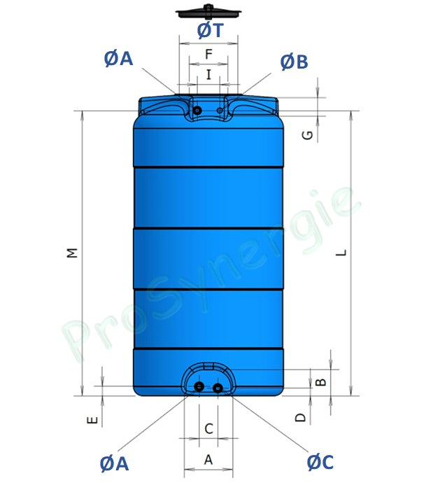 CV - Cuve aérienne cylindrique (Ø< 800 mm stockage eau potable ou récupération d´eau de pluie) de 300 à 1 000 litres