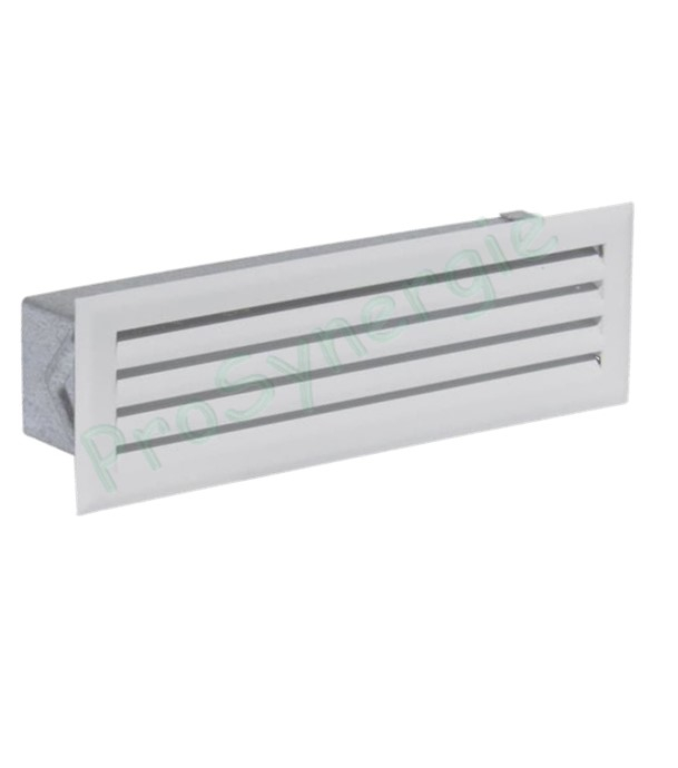 Grille à ailettes avec pré-cadre - Décompression - Diffusion d´air chaud - 195 x 60 mm - Blanc