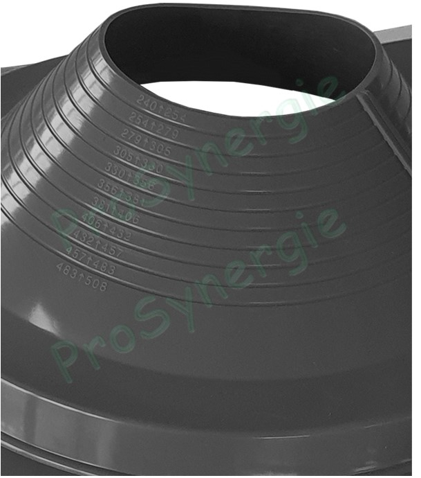 Etanchéité souple SolFlexe EPDM Noir (115 °C maxi) n°9 Ø 240-508 mm - Ouverture latérale possible et embase carrée