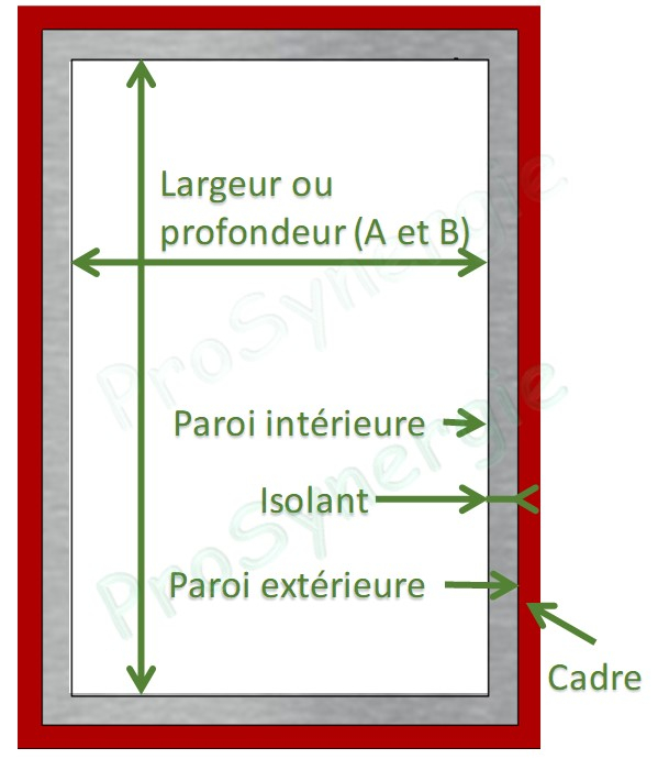 CRRidp - Conduit Rigide 1,5m Rectangulaire à Cadre - Galva - Isolé 25 mm ext + paroi ext - A=300mm - B=1100mm