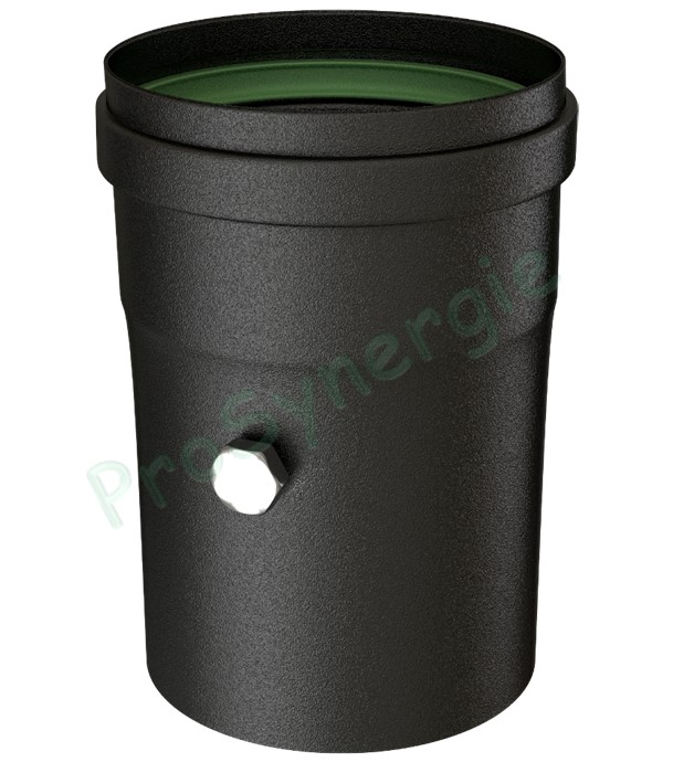 Tuyau Email Noir Mat - Lg 15 cm avec trappe de visite - Femelle / Mâle - Joint Viton vert - Poêle à Pellets