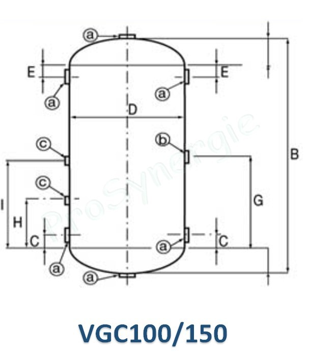 Vases d´expansion ouverts - Tôle Galvanisée Cylindrique  50L - Raccord F Ø 1´´ x 3