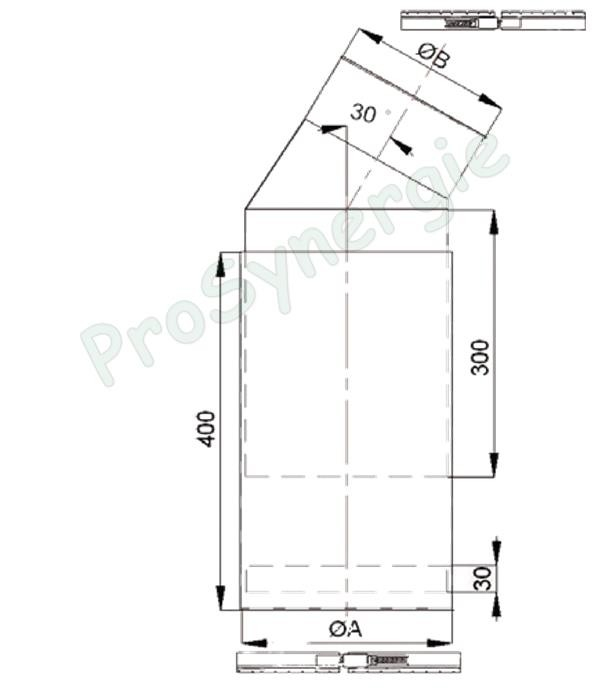 Raccord Inox coudé départ insert télescopique F Ø 200 mm - Flexible Ø 200/206 mm